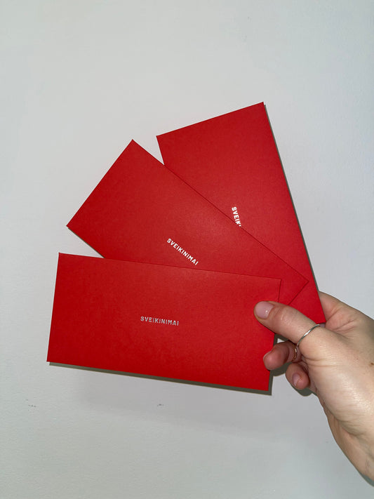 Dovanų vokas SS'23 SILVER RED /aukštos kokybės folijavimas /