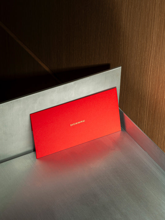 SVEIKINIMAI vokas SS'24 GOLD RED /aukštos kokybės folijavimas /